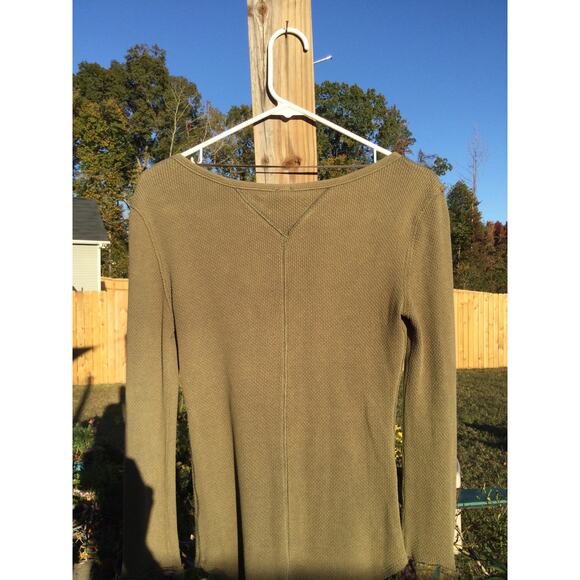 Free People green top ~ waffle olive green fairy grunge art school - Picture 9 of 14